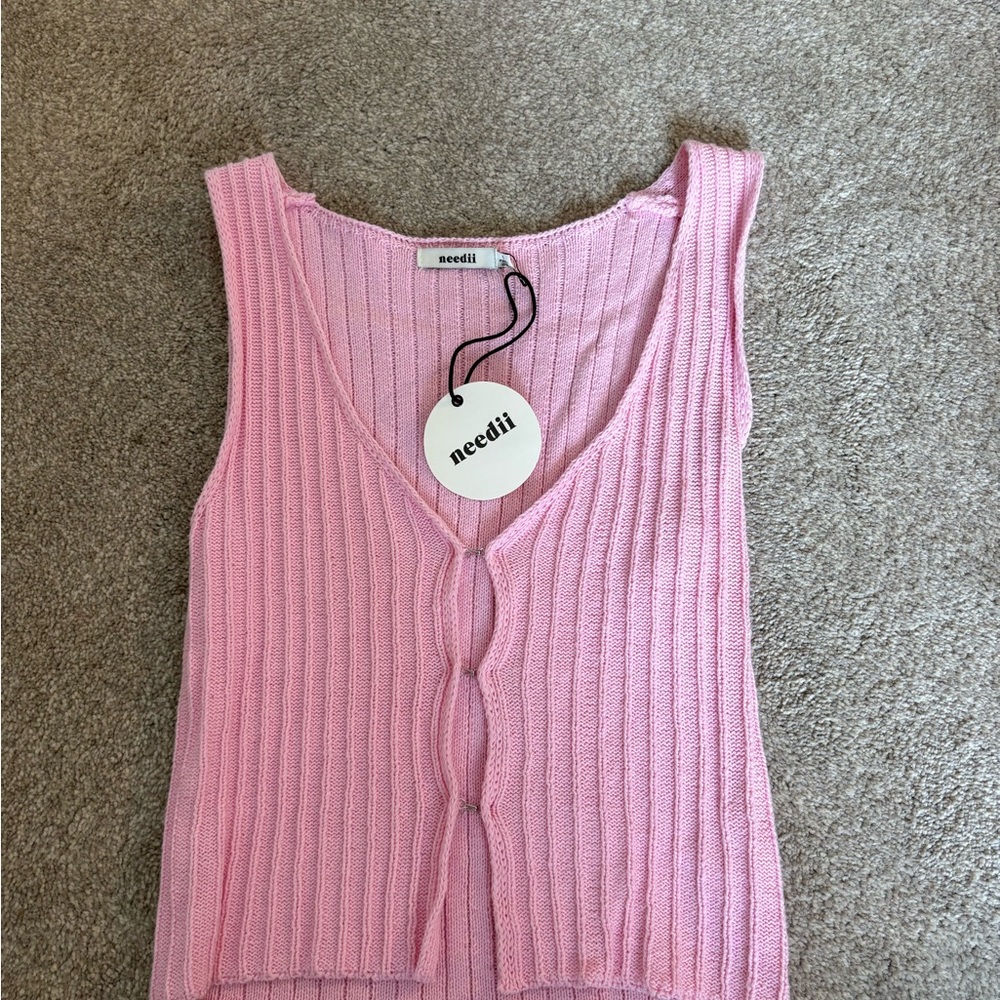 Pink knit tank top